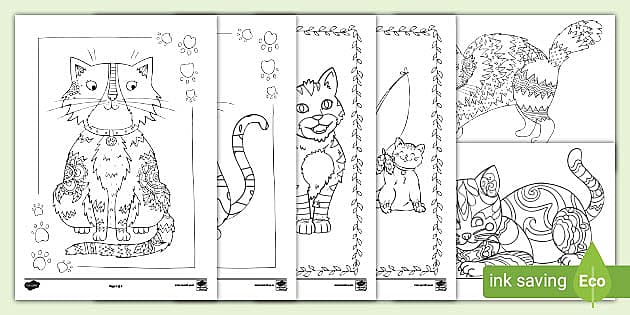 Cat mindfulness colouring pages teacher